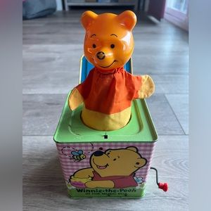 1970s Vintage Winnie the Pooh Tin Jack-in-the-Box